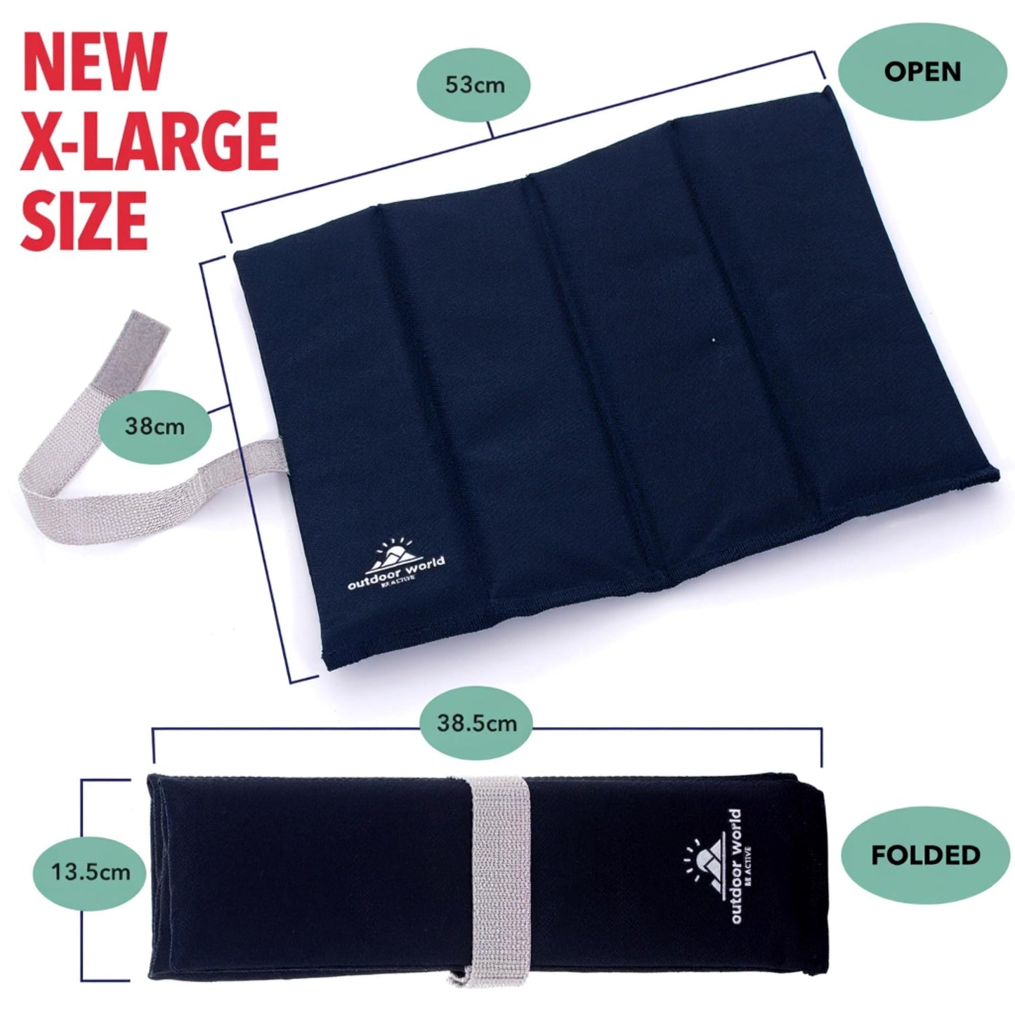Outdoor World X-Large Folding Sit Mat – Lightweight Waterproof Foam Seat Pad for Camping, Hiking, Festivals & Picnics