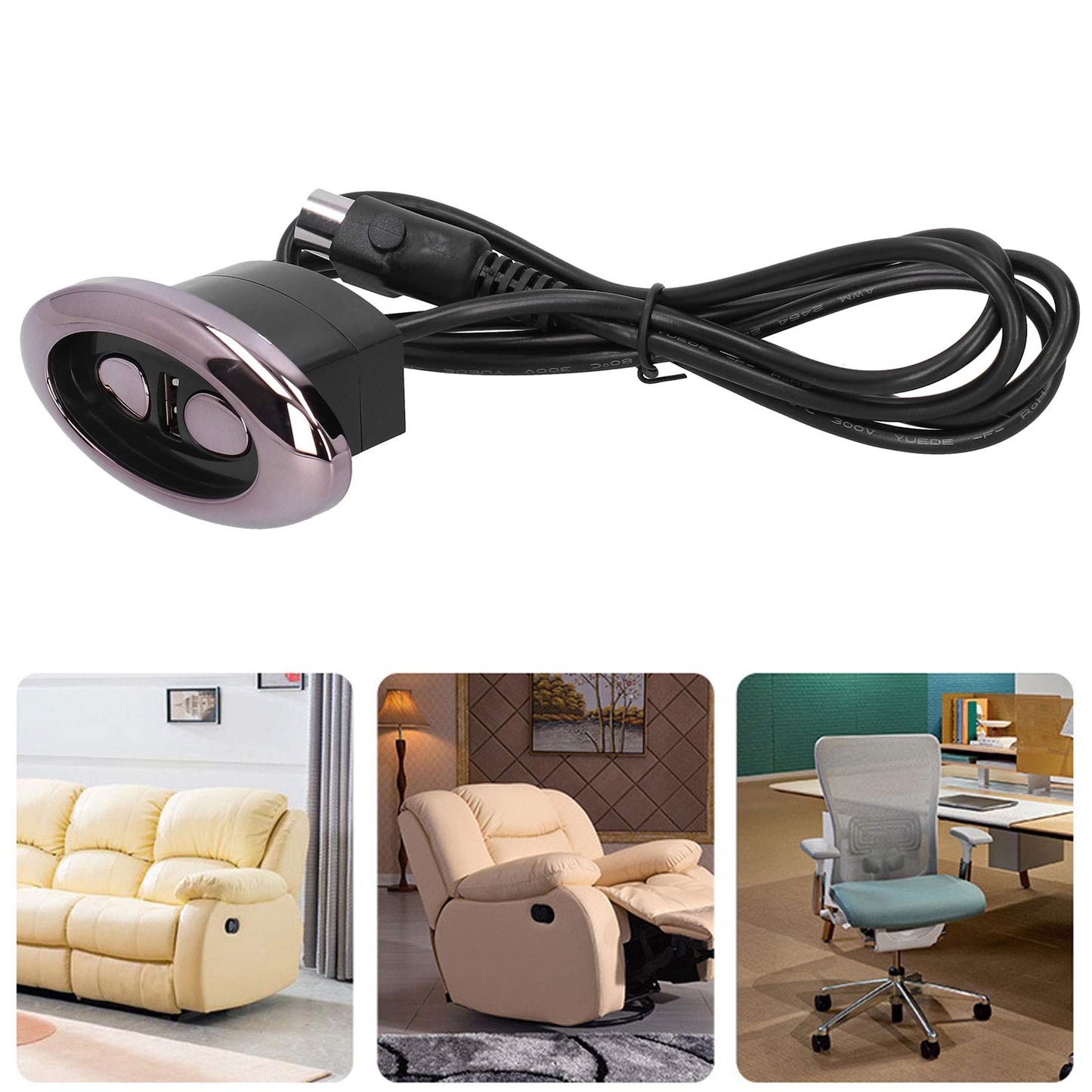 Zerodis Electric Recliner Controller 2 Button 5 Pin Hand Switch Controller Electric Sofa With USB Power Supply Suitable for Electric Sofa Massage