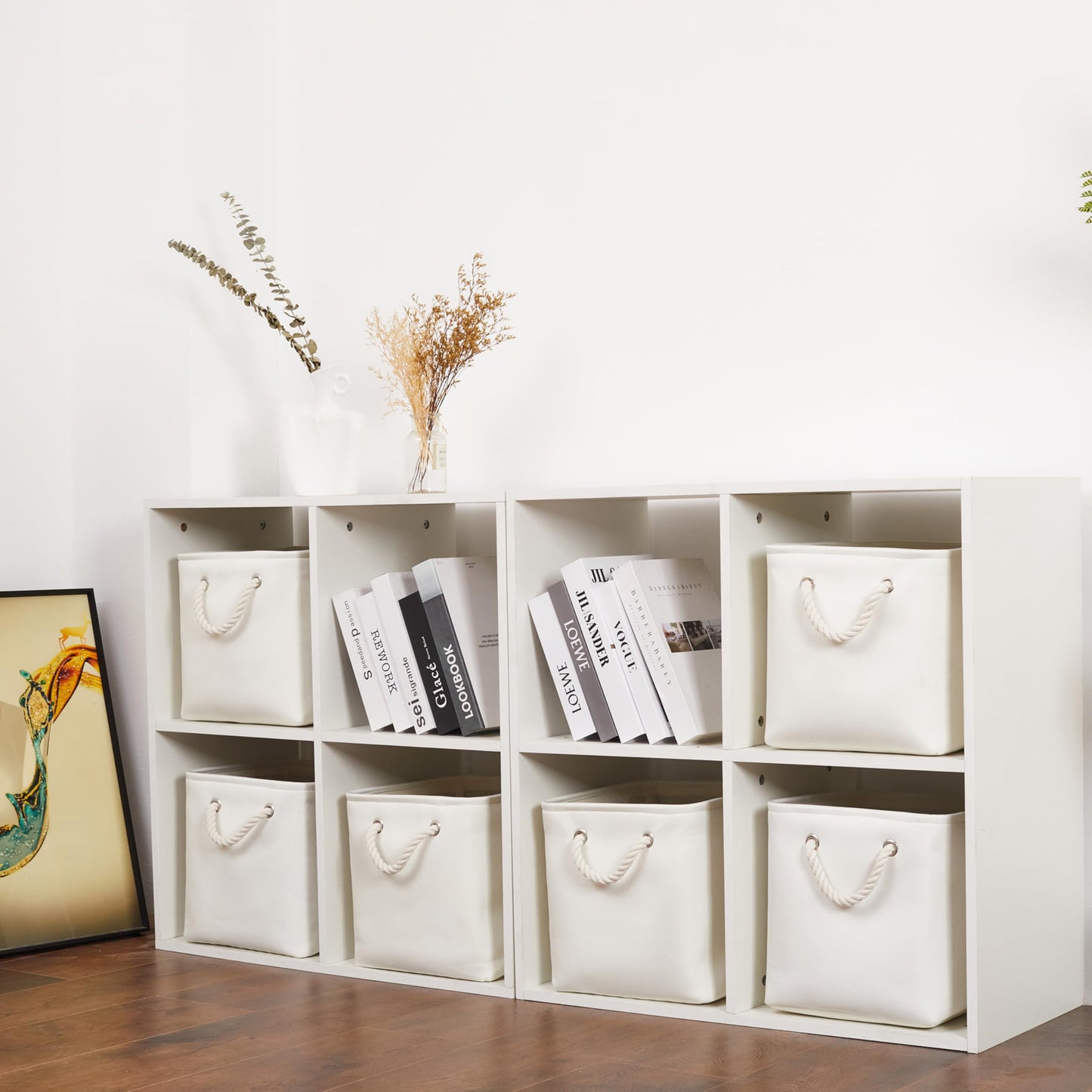 ICEMOR 28x28x28cm Cube Storage Boxes,6-piece set of large Kallax Boxen with handles,Foldable Storage Cube