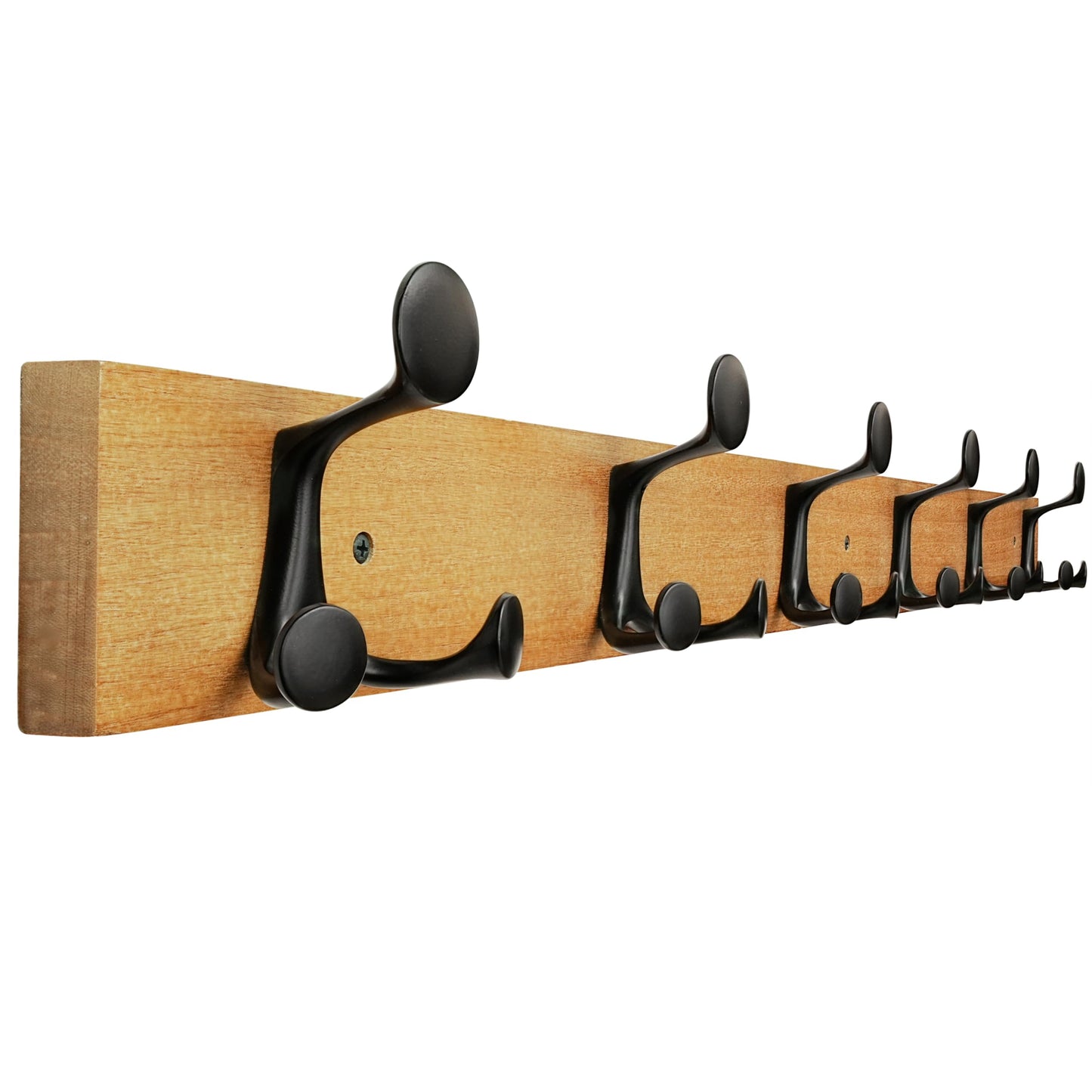 SKOLOO 99cm Light Brown Wood Coat Rack Wall Mount with 6 Triple Hooks - Ideal for Family Entrances, Classrooms, and Pet Supplies Storage