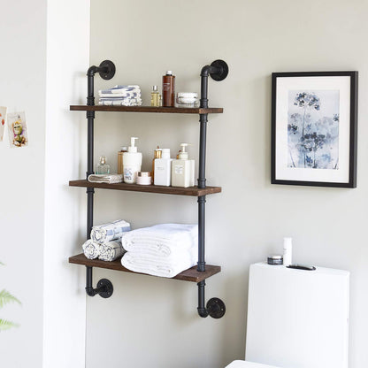 IBUYKE Pipe Floating Shelves, Wall Shelf Outdoor, 60x20x95cm, Decorative Shelving Unit for Wall, Plant Stand, Storage Organiser Shelf for Bedroom,