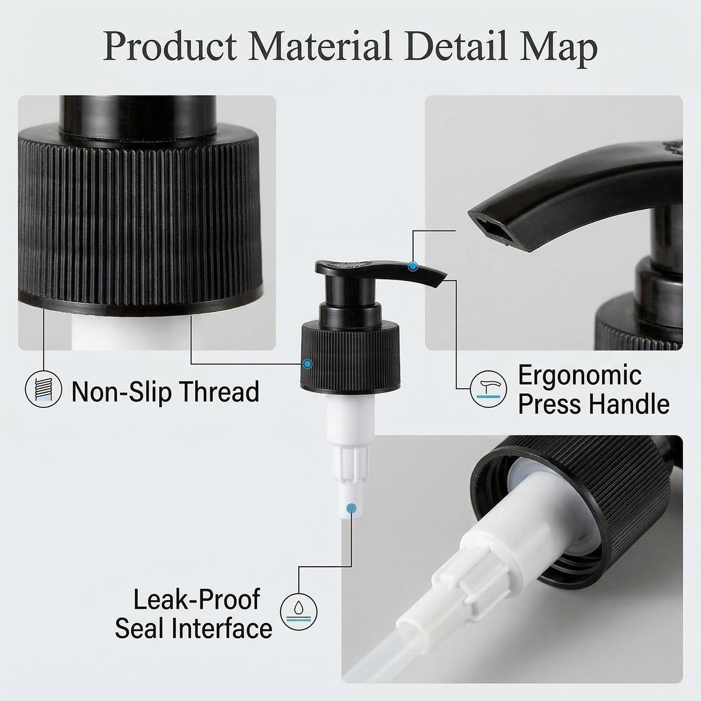 12 Pcs Black Plastic Soap Dispenser Pump Replacement Lotion Pump Heads for 24/410 Threaded Neck Bottles Compatible with Soap Lotion Shampoo Liquid