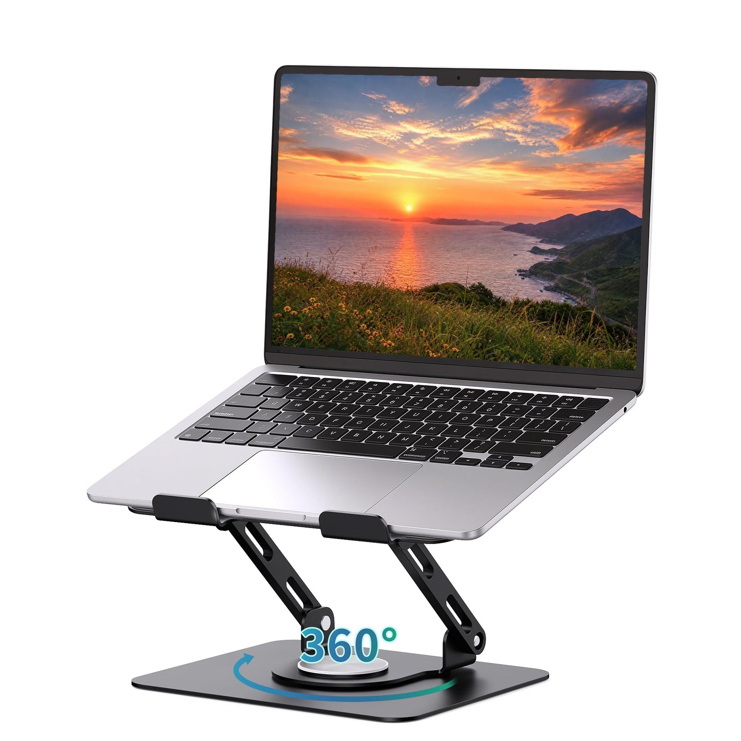SOUNDANCE Laptop Stand with 360° Rotating Base, Ergonomic Computer Riser for Desk, Adjutable Height Muti-Angle, Foldable Laptop Mount