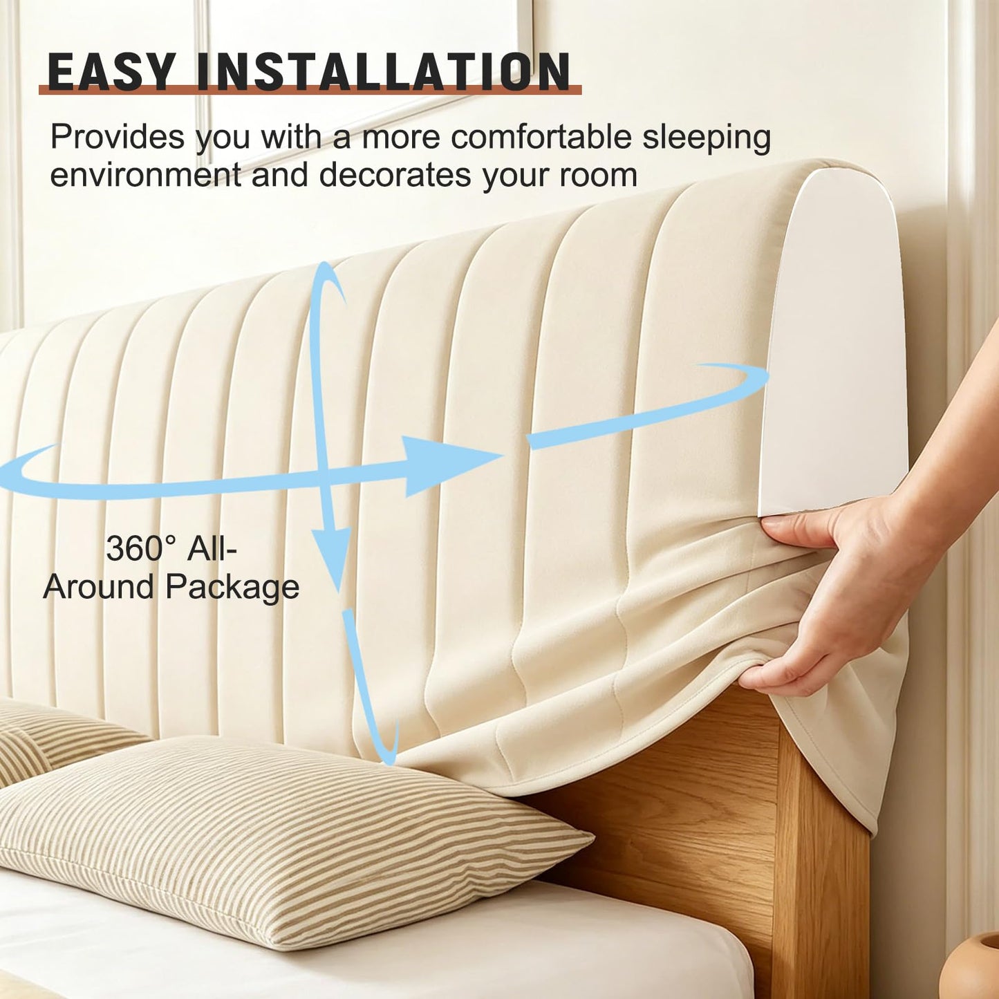 crayfomo Headboard Cover,150cm Padded Headboard Slipcover