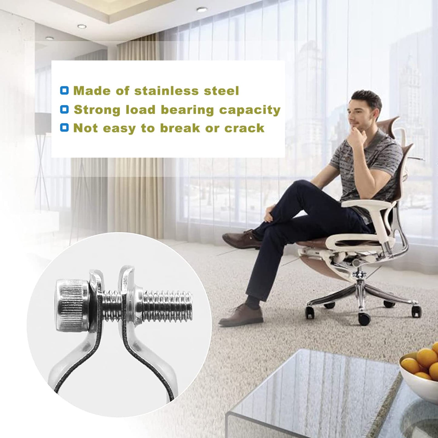 Fix Sinking Office Chair, No Gas Lift Cylinder or Tools Required, Office Chair Saver for Stop Sinking, Stainless Steel
