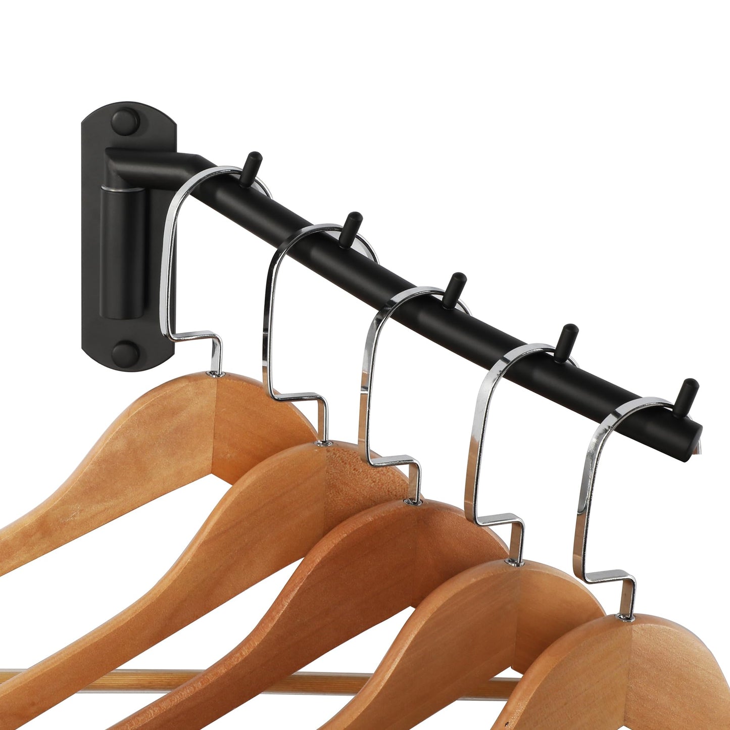 Mooche Wall Mounted Coat Rack Black, Swivel Clothes Rail, 27CM