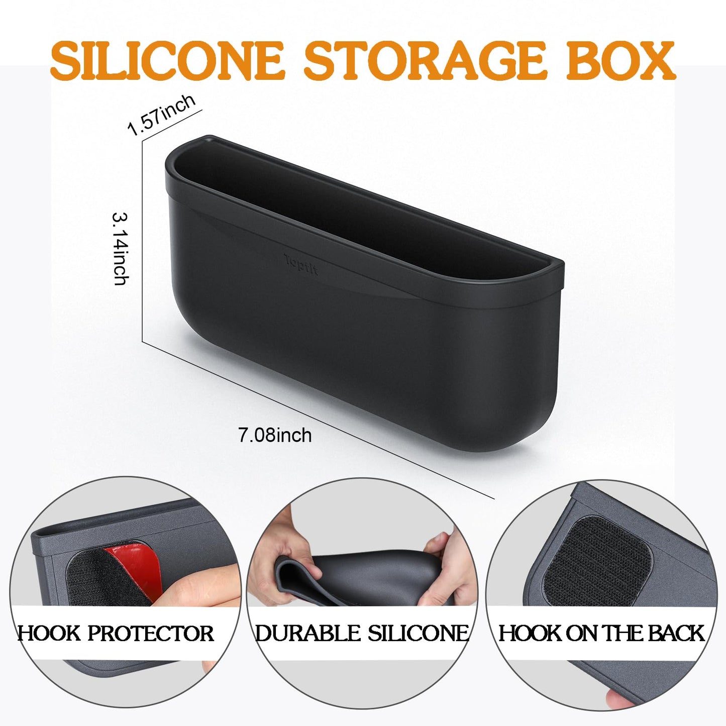 EVFIT for Tesla Model 3 Model Y Accessories Center Console Organizer Storage Box Silicone Velcro Sunglasses Coin Holder for Flocking