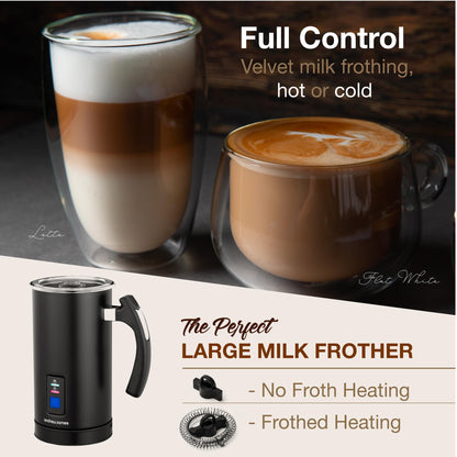 Andrew James Multi-Functional Electric Milk Frother & Milk Steamer, 500W 300ml 5 Functions 1 Touch Operation, Non-Stick, Hot Chocolate Heater, Milk
