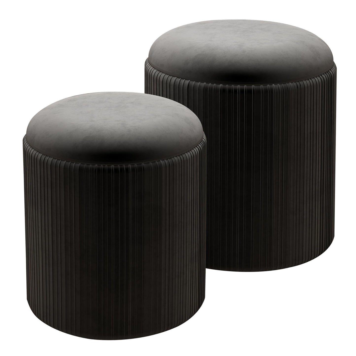 Caroeas Round Storage Ottoman Stools, Velvet Vanity Foot Stools with 300lbs