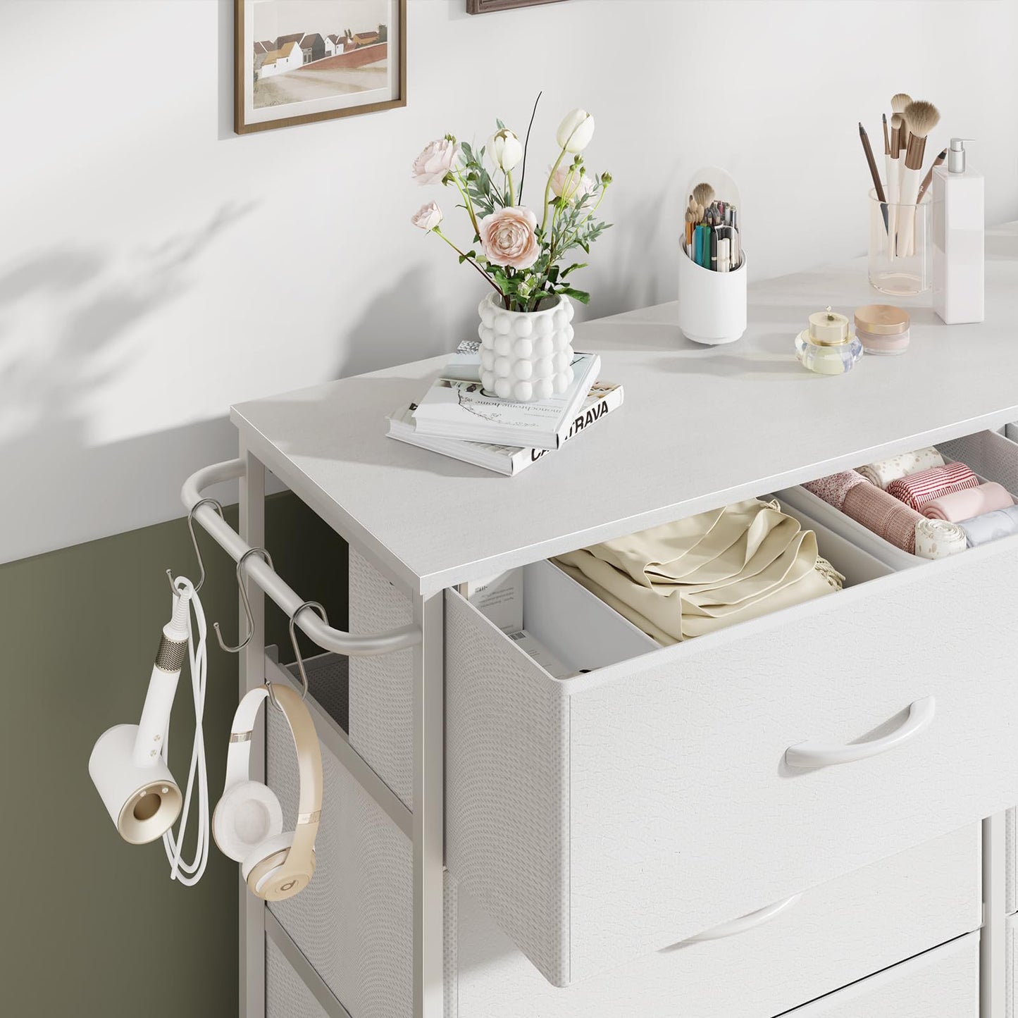 Modern Chest of Drawers 6-Drawer Storage Units Bedroom White(100x30x65cm)
