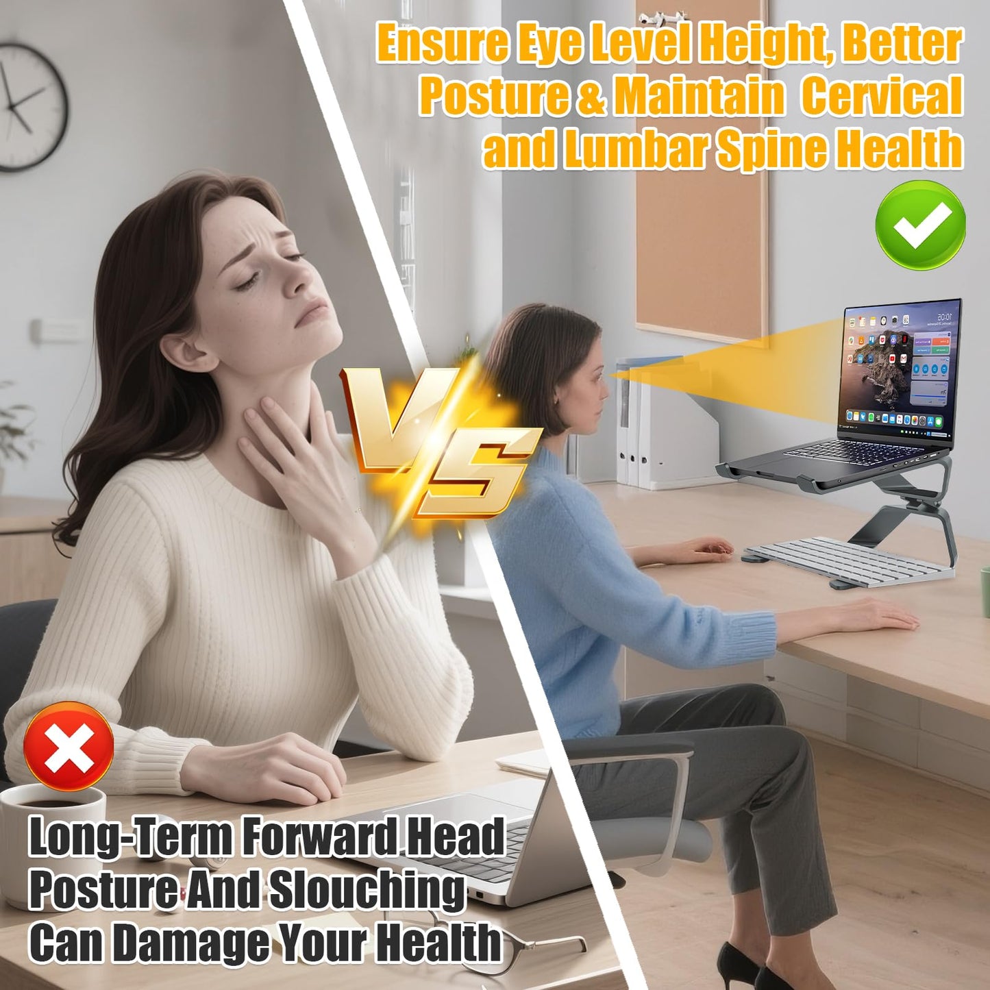 DaMohony Foldable Laptop Stand, Ergonomic Aluminium Laptop Riser for Desk