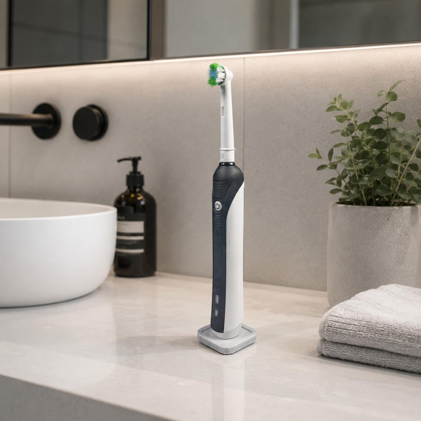 Electric Toothbrush Holder Stand Compatible with Oral-B – Single (Marble Blue mist, Single)