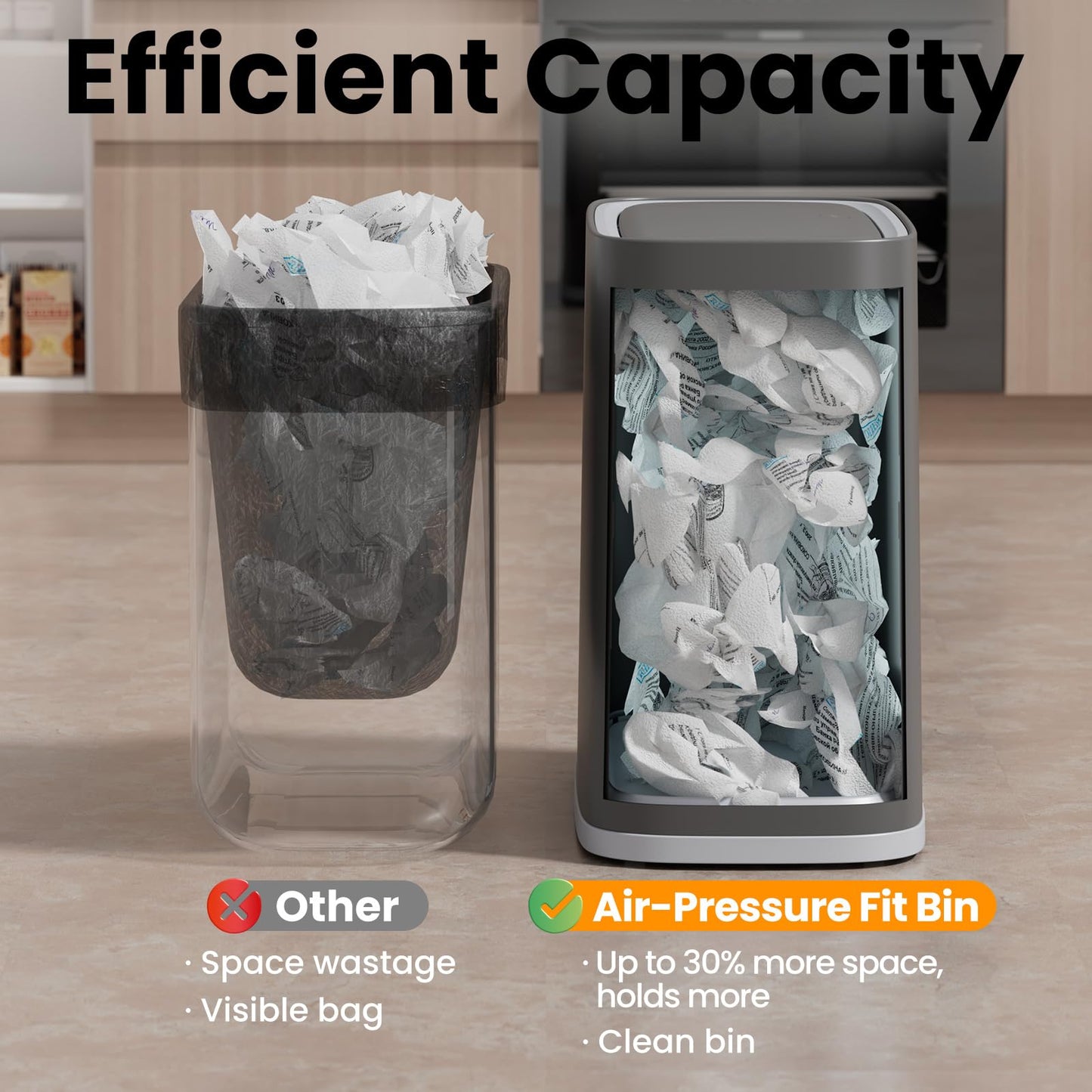 TODAYGO 8L Air-Press Trash Can with Wheels, Slim Narrow Bathroom & Toilet Side Bin with One-Touch Lid, Pet-Resistant Odor-Proof, for Small Space