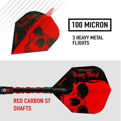 Harrows Ryan Searle ?Heavy Metal? Serie 2-Spieler-Darts-Set I Professionelle Darts 90% Wolframstahlspitze 22 g bis 26 g, 30 g und 32 g Pro Darts I ST