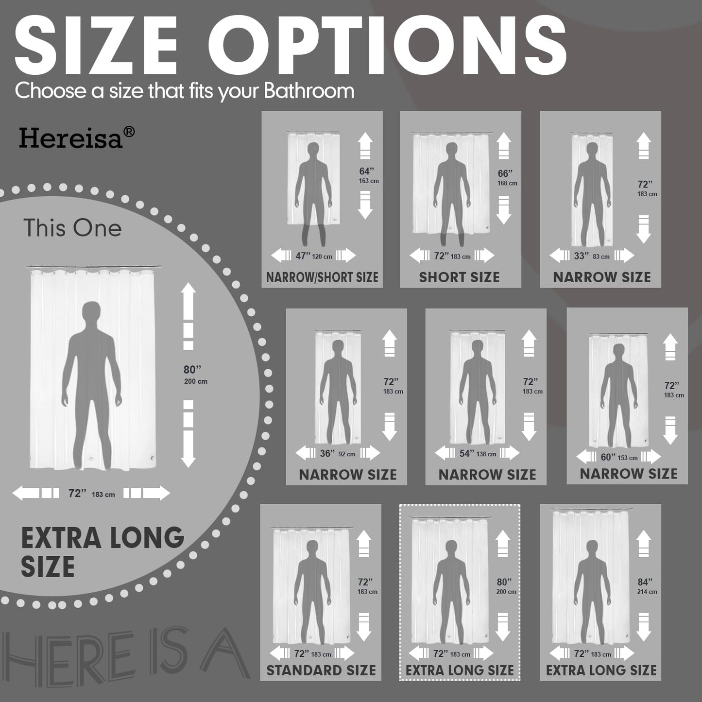Hereisa [2-Pack Extra Long | 72x80 Inch Clear Plastic Shower Curtain Liners, 3G Lightweight - Crystal Transparency