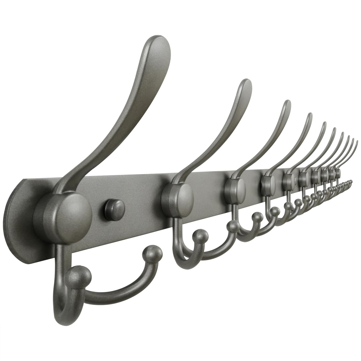 Dseap Coat Rack Wall Mount - 96cm Long 10-Tri-Hooks Heavy Duty Coat Hanger Rail Wall Hooks for Hanging Coats Hats Clothing Clothes Purse Mudroom