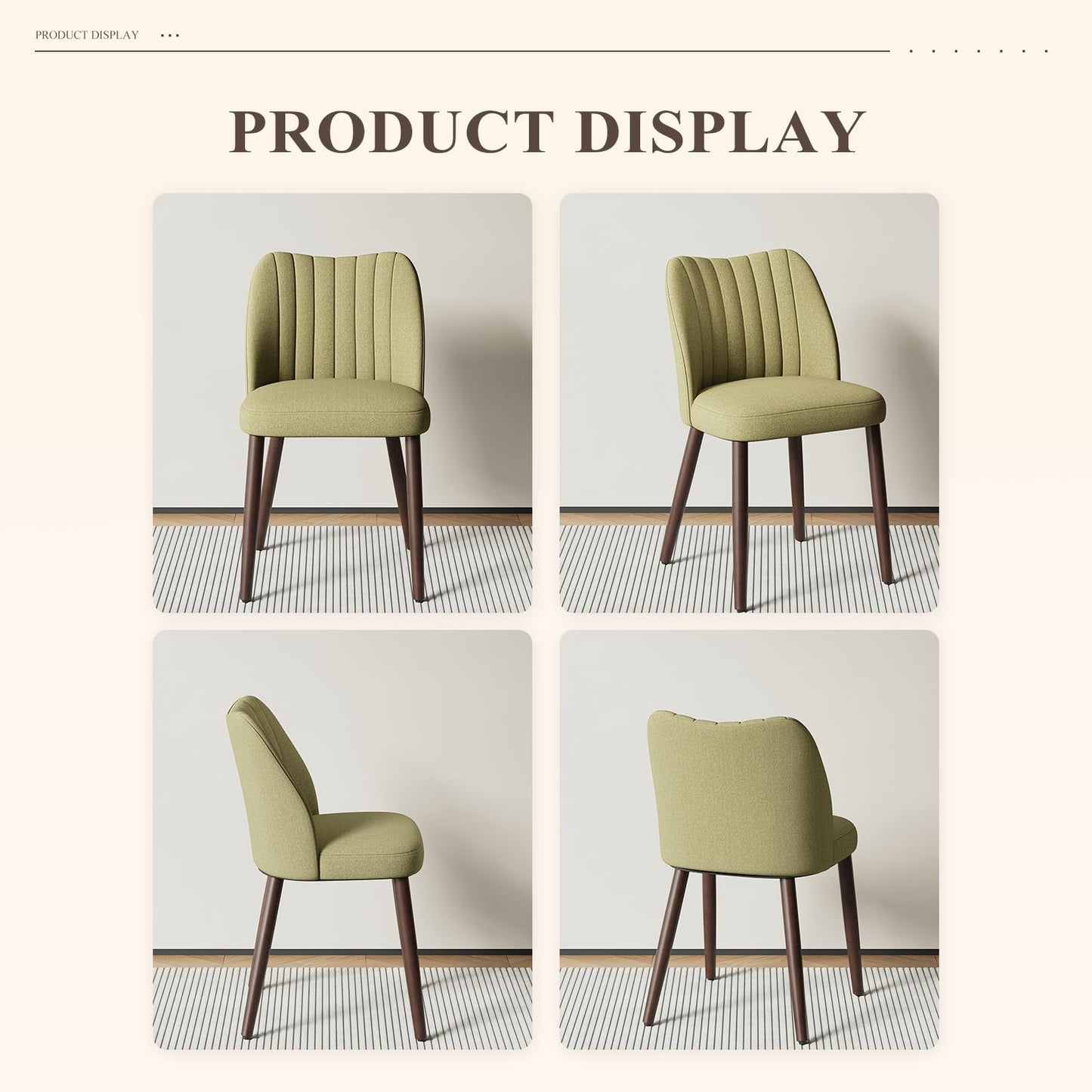 MALOL Upholstered Dining Chairs Set of 6, Fabric Chairs for Dining Room with Solid Wood Legs and Thick Seat Cushion