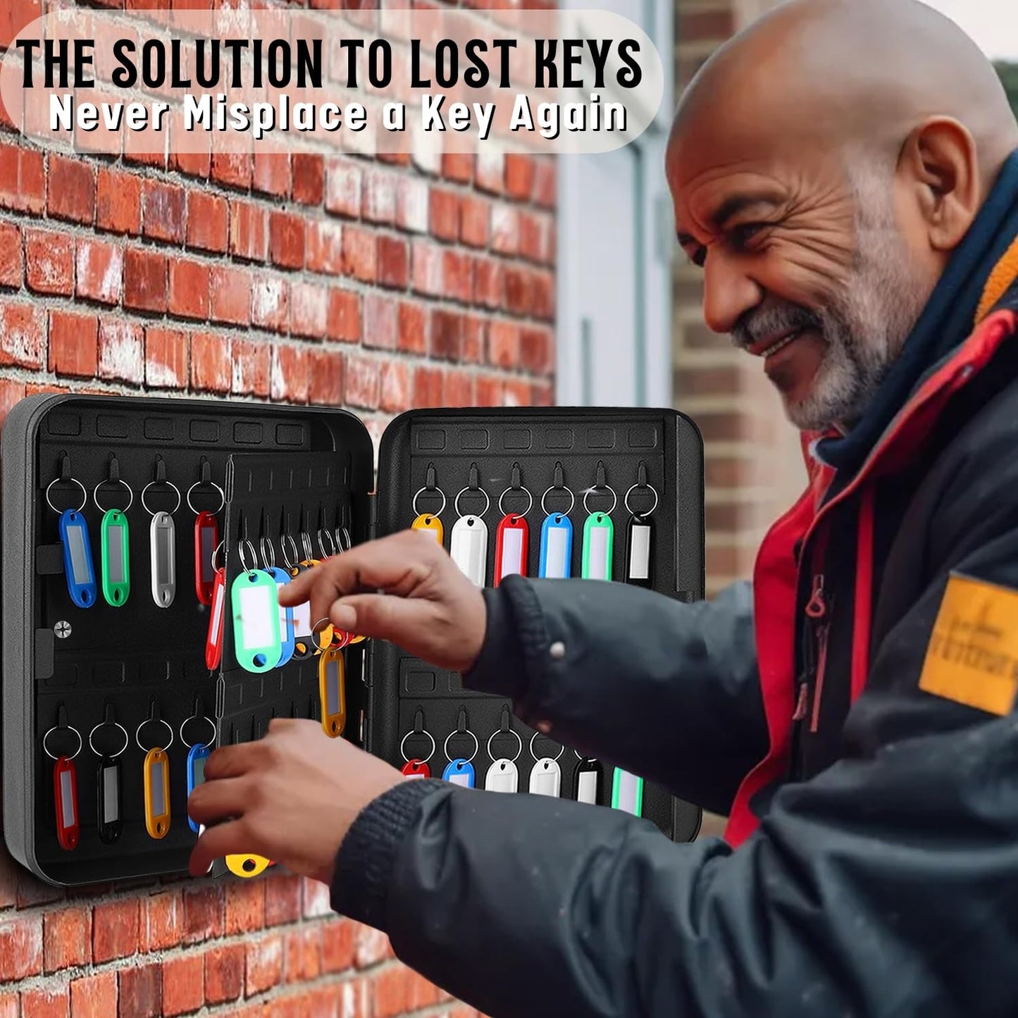 Flexzion Key Box Wall Mount With Code - Black Key Cabinet Lock Box Key Storage Box Wall Mount with Combination Lock