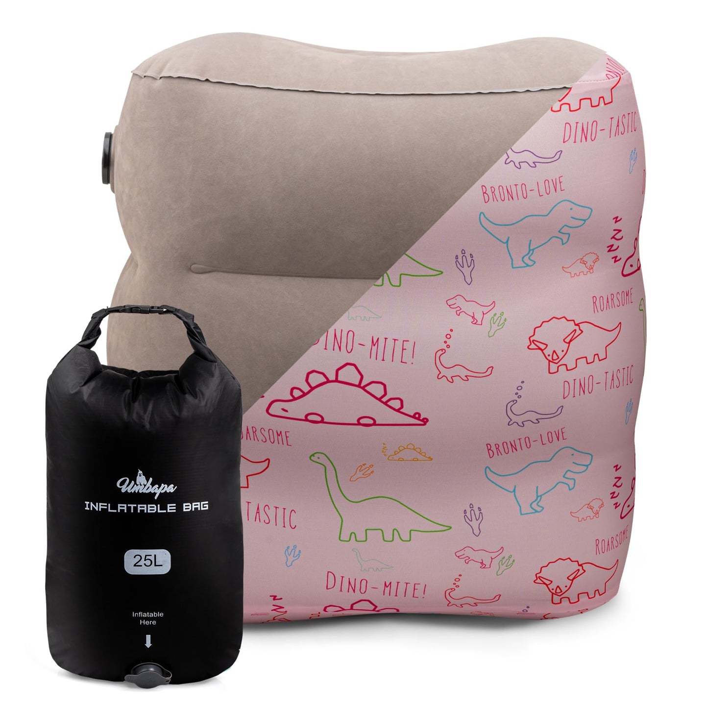 UMBAPA® Deluxe Bundle Inflatable Footrest for Kids - Inflatable Footrest + Liner + Pump | For Airplane, Car & Train Travel |