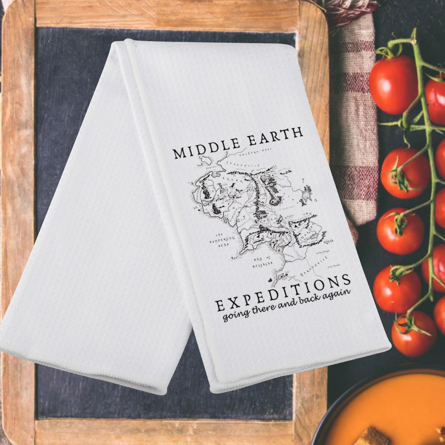 MYSOMY Middle Earth Kitchen Towel Middle Earth Map Gifts Lord Rings Gifts Middle Earth Kitchen Gifts (Middle Earth UK)