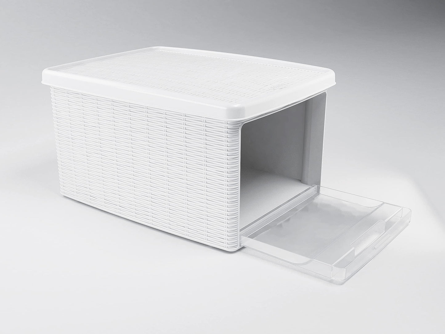 Stefanplast "Elegance Storage Box with Lid, White, 19 x 29 x 16 cm