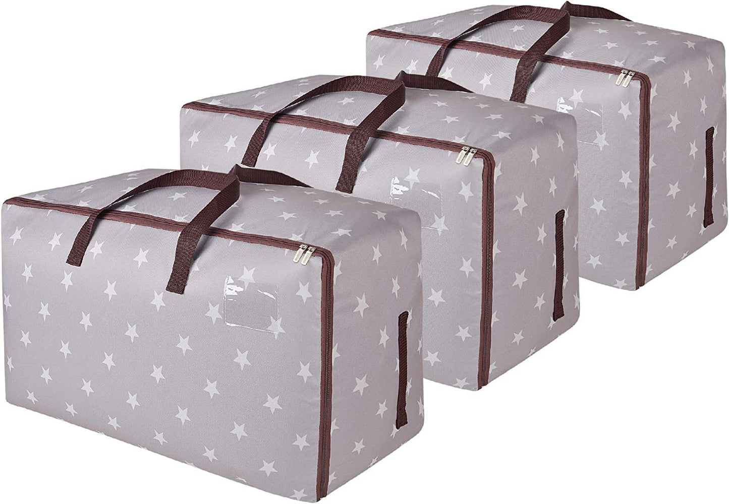 DOKEHOM 3-Pack 105L Large Storage Bag, Underbed Clothes Organizer, Grey
