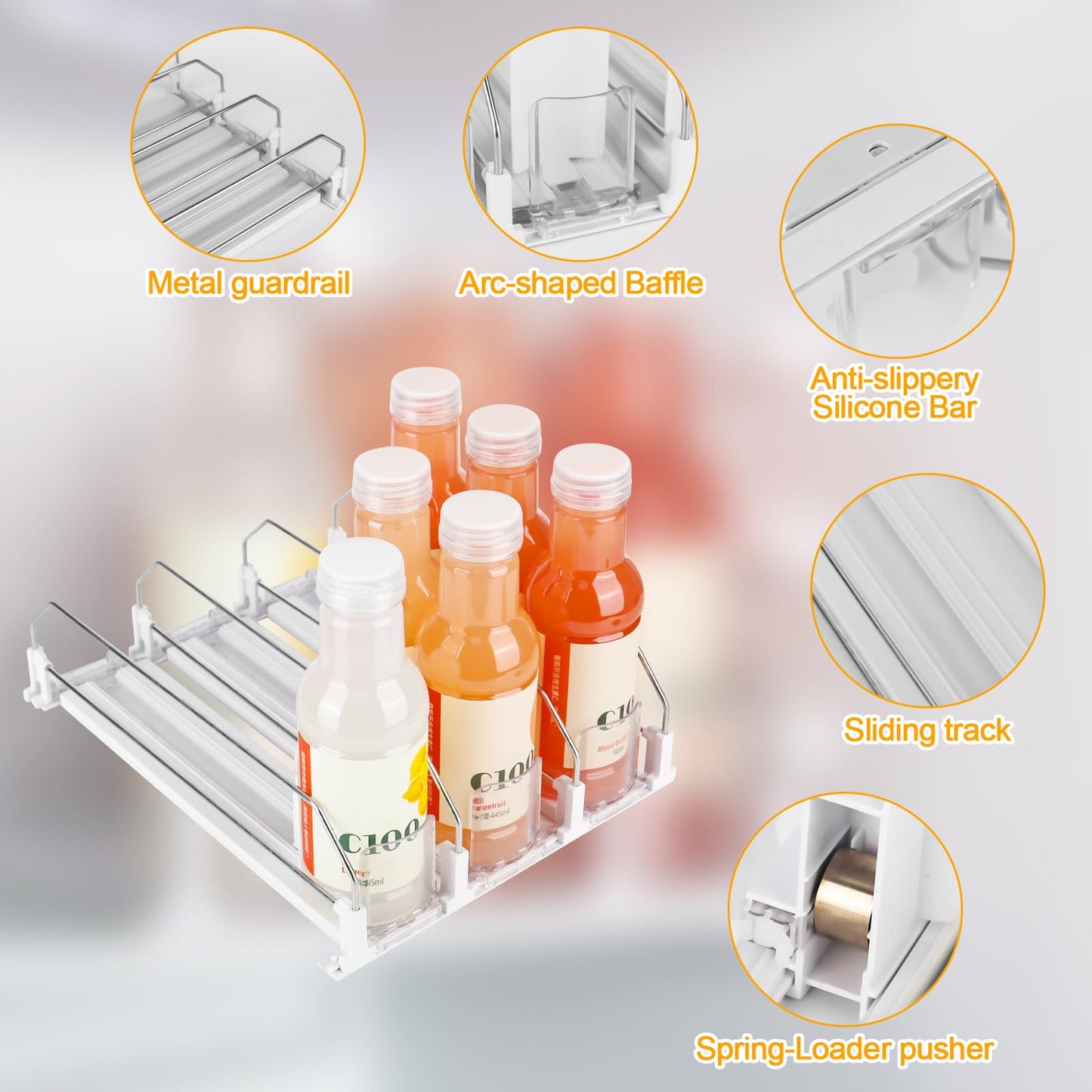 XTDMJ Automatic Can Dispenser for Fridge, Upgraded Self-Pushing Drinks Organizer Holds 12 Cans, 3 Rows, 31x25 cm