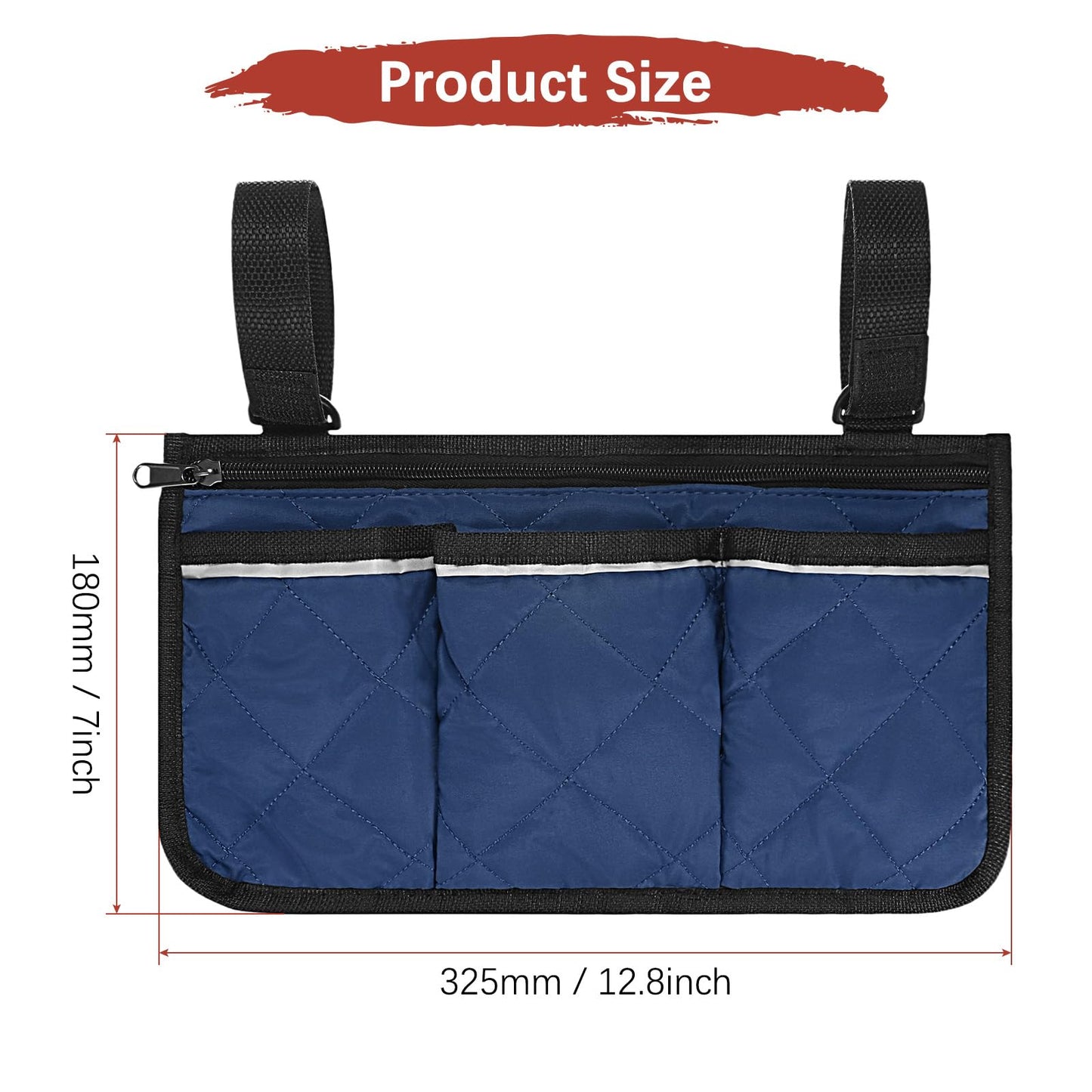 TIXIPEM 1-Pack Beach Chair Armrest Bag 12.8"x7" Polyester, Dark Blue