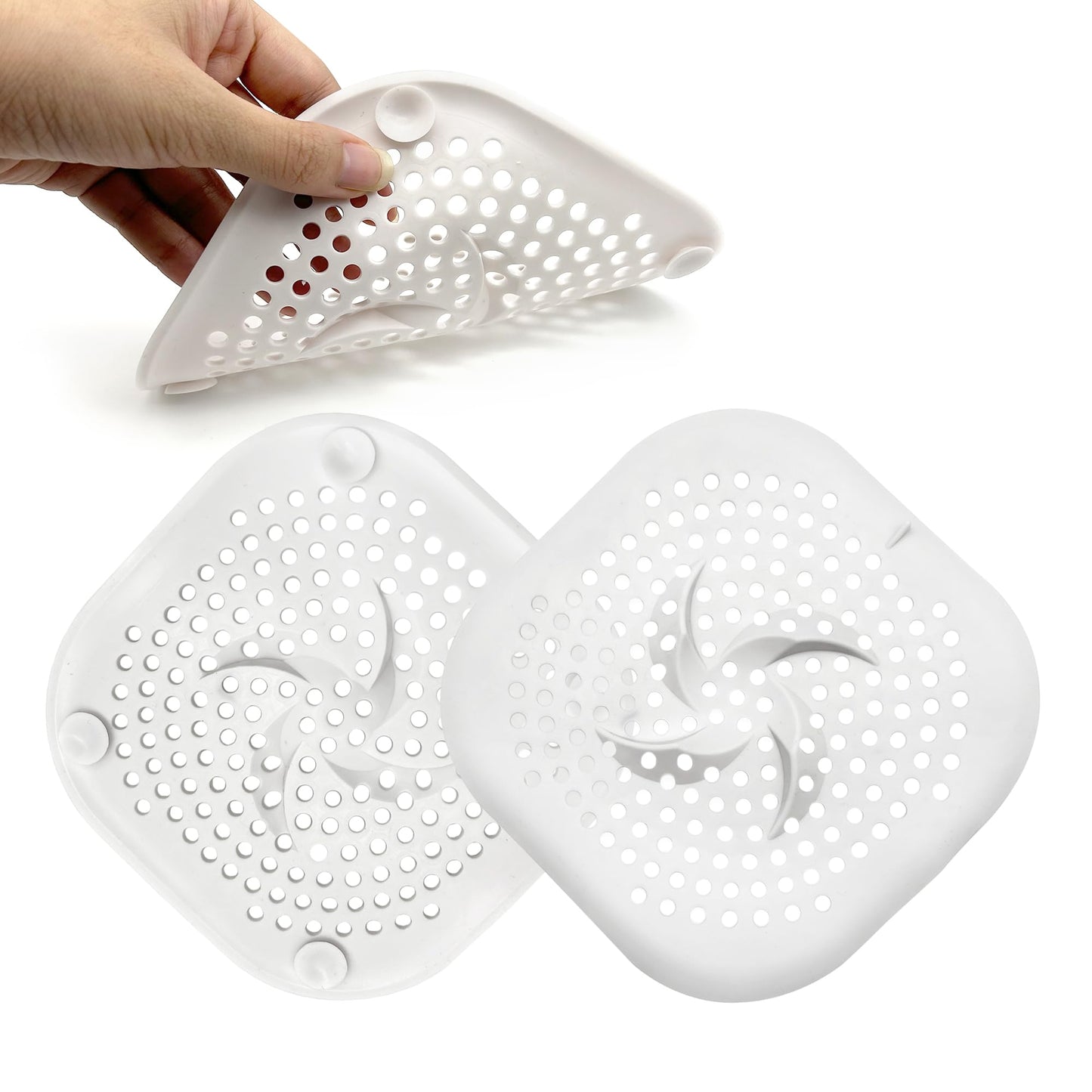 2Pcs Silicone Shower Drain Cover with Suction Cups, Hair Catcher Strainer for Sink, Bathtub, and Kitchen, Anti-Clogging Drain Protector Plug Filter