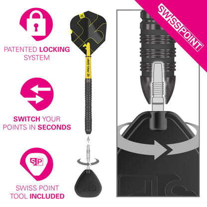Target Darts Bolide Void 90% Tungsten Dart Set, Steel Tip Swiss Point Darts | Barrel 04, 21G | Professional Darts Sets, Black Darts, Swiss Point Tool