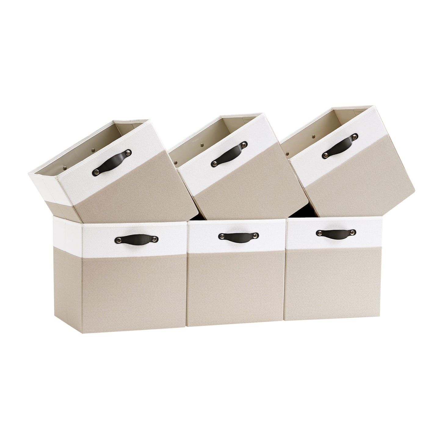 FABINADO Storage Cube | 260g/㎡ Ultra-Fine Linen Cubby Box for Shelf, Bookshelf, Closet, Wardrobe | 28cm Square Drawer Insert Basket | 6 Pack