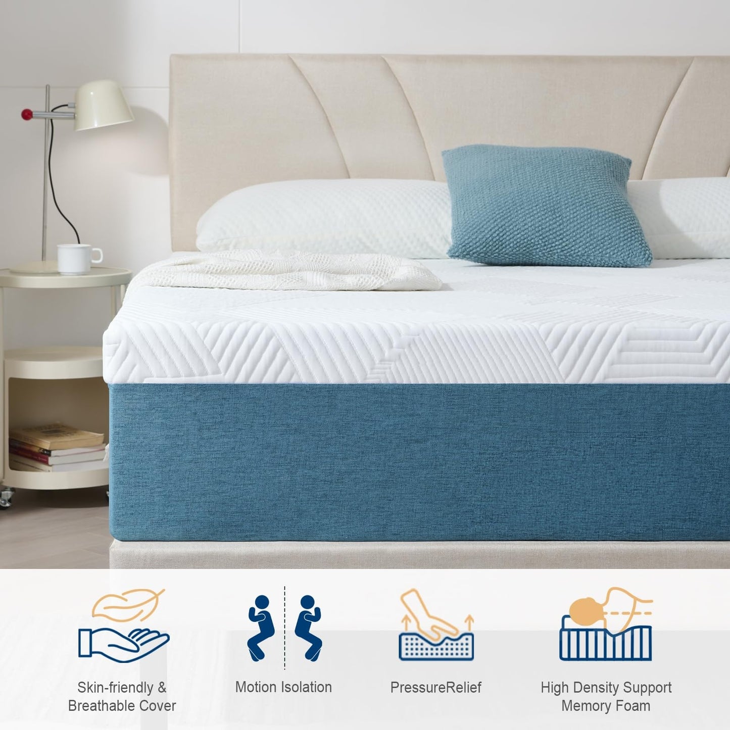 Hiimgo Single Memory Foam Mattress 90x190x18cm,Medium Firm