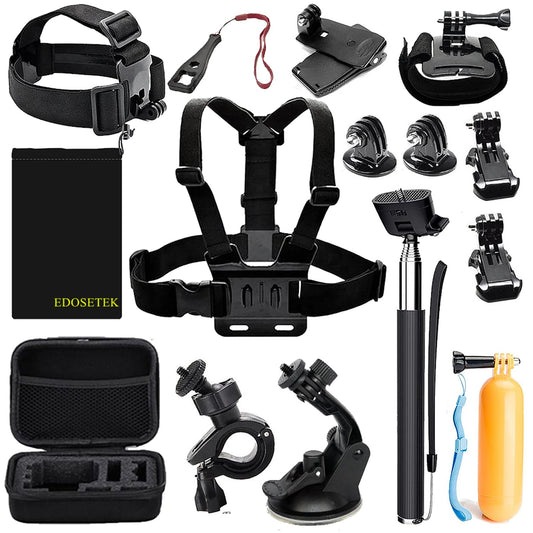 EDOSETEK Action Camera Accessory Kit, Action Camera Accessories for GoPro Hero 13 12 11 10 9, DJI OSMO 4 3 2, AKASO EK7000, WOLFANG, IDJI OSMO 4 3 2