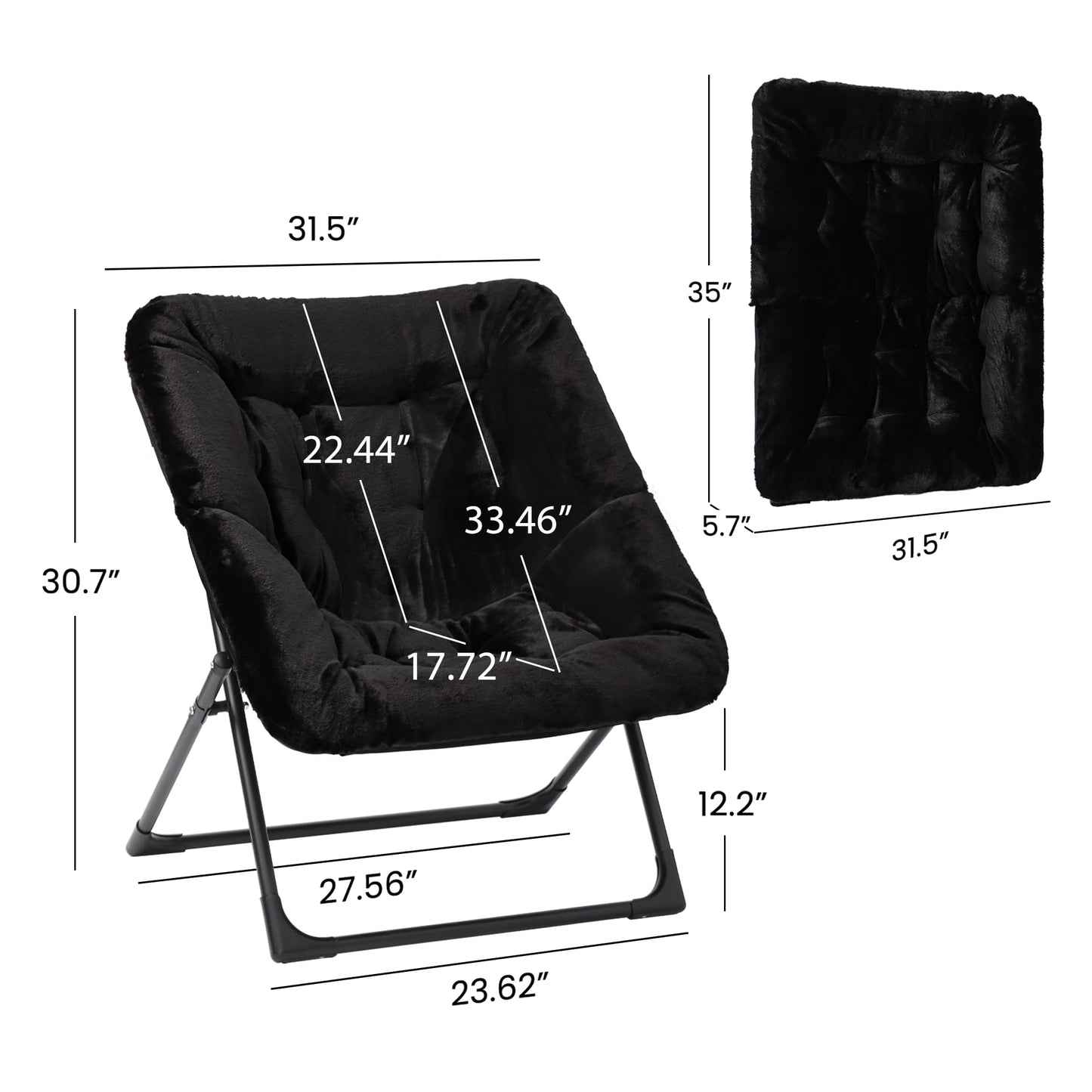 Mordchil EU Comfy Saucer Chair for Adults, Set of 2, Soft Faux Fur Bedroom Chair, Accent Dorm Chairs, Flexible Living Room Reading Chairs