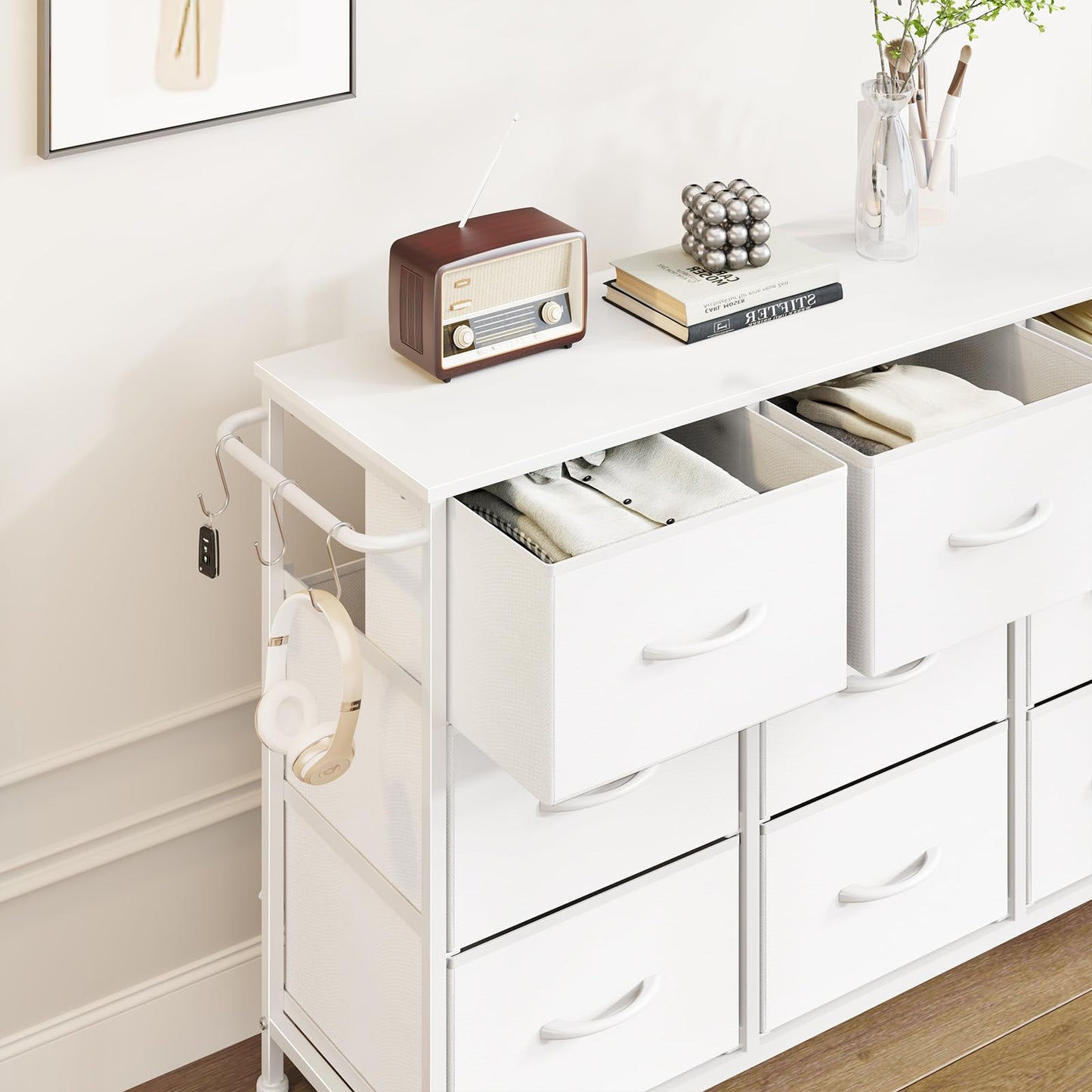 Modern Chest of Drawers 9-Drawer Storage Unit Bedroom White(100x30x65cm)