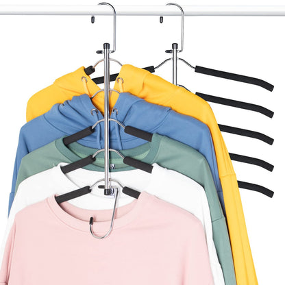 Shirt Hangers Space Saving, Non Slip 5 in 1 Coat Hangers, Black, 2Pack