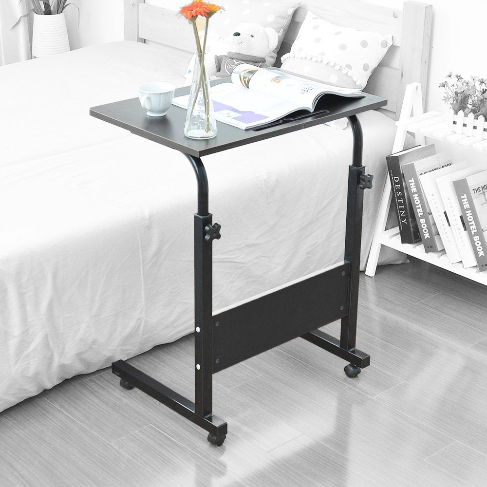 sogesfurniture 60 * 40cm Adjustable Height Laptop Table with Tablet Slot, Mobile Computer Stand Desk Portable Side Table for Bed Sofa