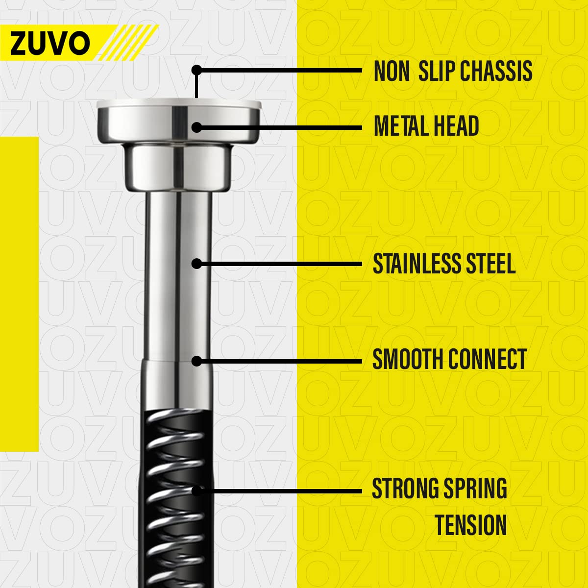 Tension Rod for Curtain - Extendable upto 66-109 cm - No Drill & Rust Proof Shower Curtain Rods for Bathroom - Silver Curtain Pole