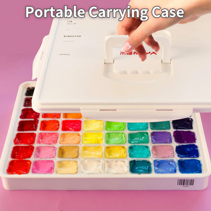 HIMI Gouache Paint Set, 56 Colours x 30ml/1oz with a Portable Carrying Case, Unique Jelly Cup Design, Non-Toxic, Guache Paint for Canvas Watercolor