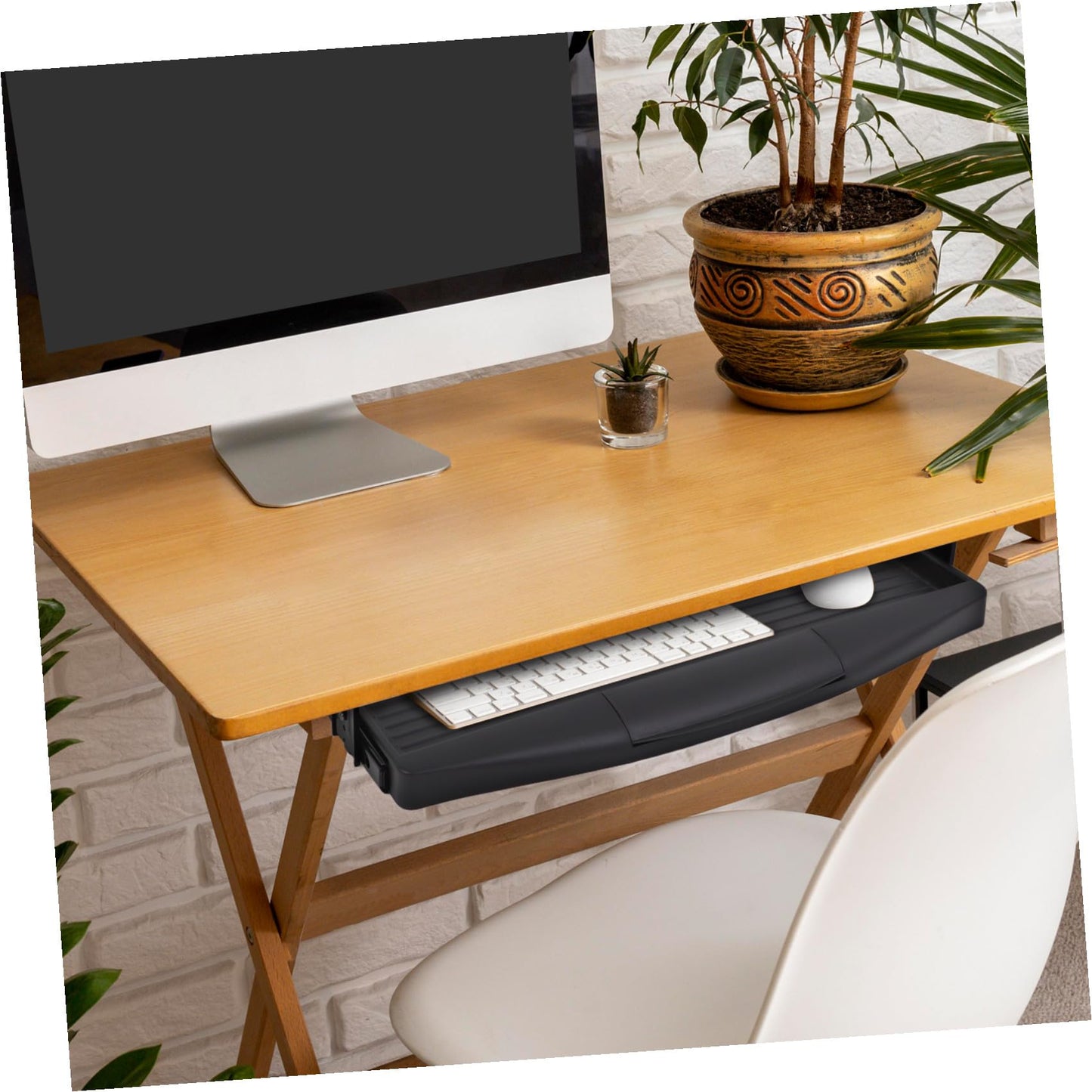 Sewroro Keyboard Tray Under Desk Pull Out Keyboard and Mouse Tray Slide-Out Platform Computer Drawer for Typing Keyboard Drawer Tray for Home Office