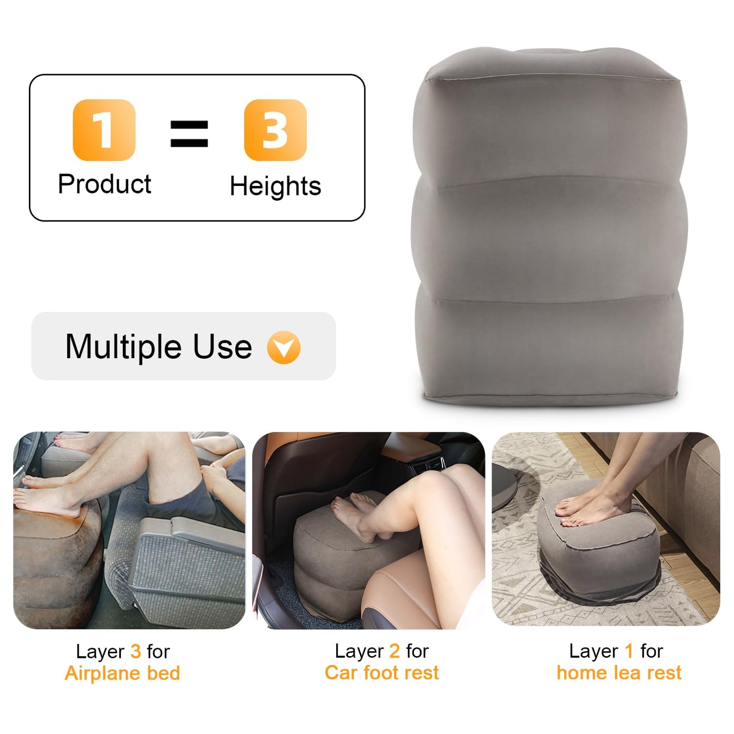 Maliton Airplane Footrest, Inflatable Foot Rest for Kids, Adjustable Height