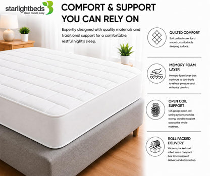 Starlight Beds White Tile King Size Mattress 150x200x18cm
