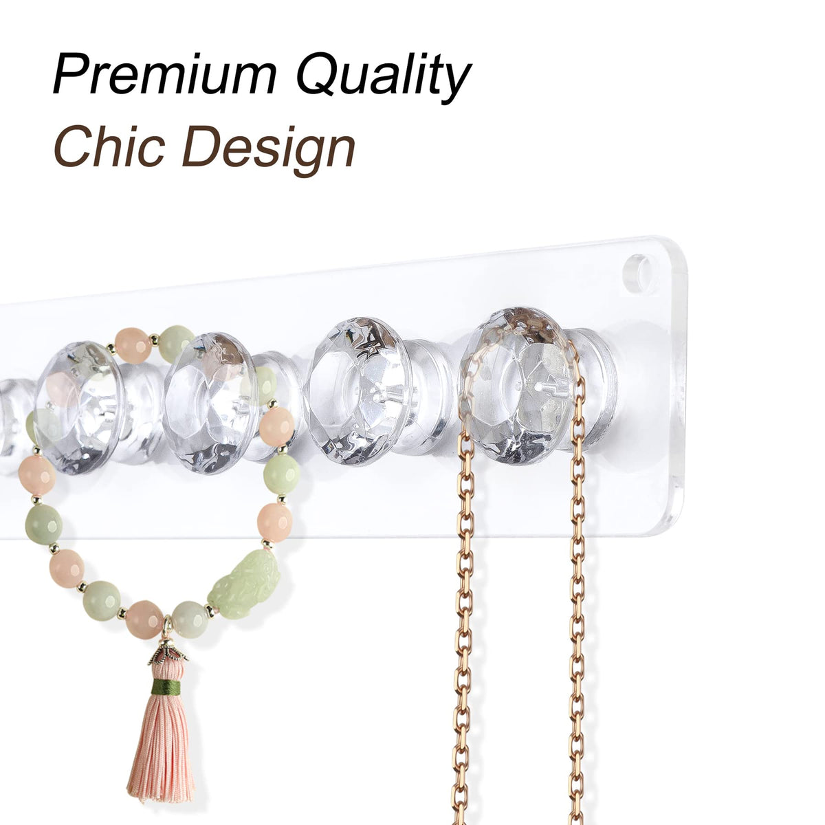 Baoswi Necklace Hangers Acrylic Necklaces Holder Wall Mounted Jewellry Organiser Hanging with Diamond Shape Hooks, Jewellry Hangers for Necklace