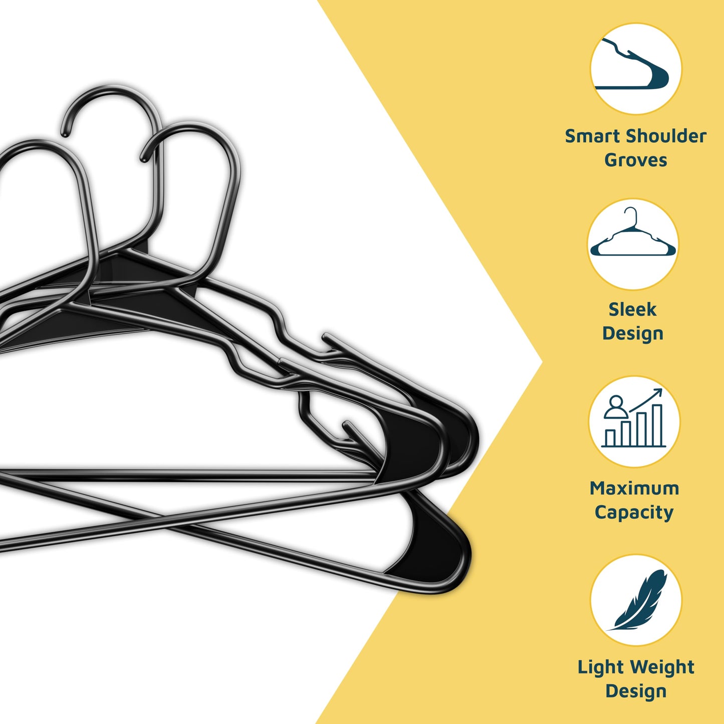 Lifemaster Plastic Clothes Hanger Set - 30 Pieces Versatile, Lightweight, Space-Saving, Non-Slip, Slim Designed, Dry and Wet Clothes Hanger Set