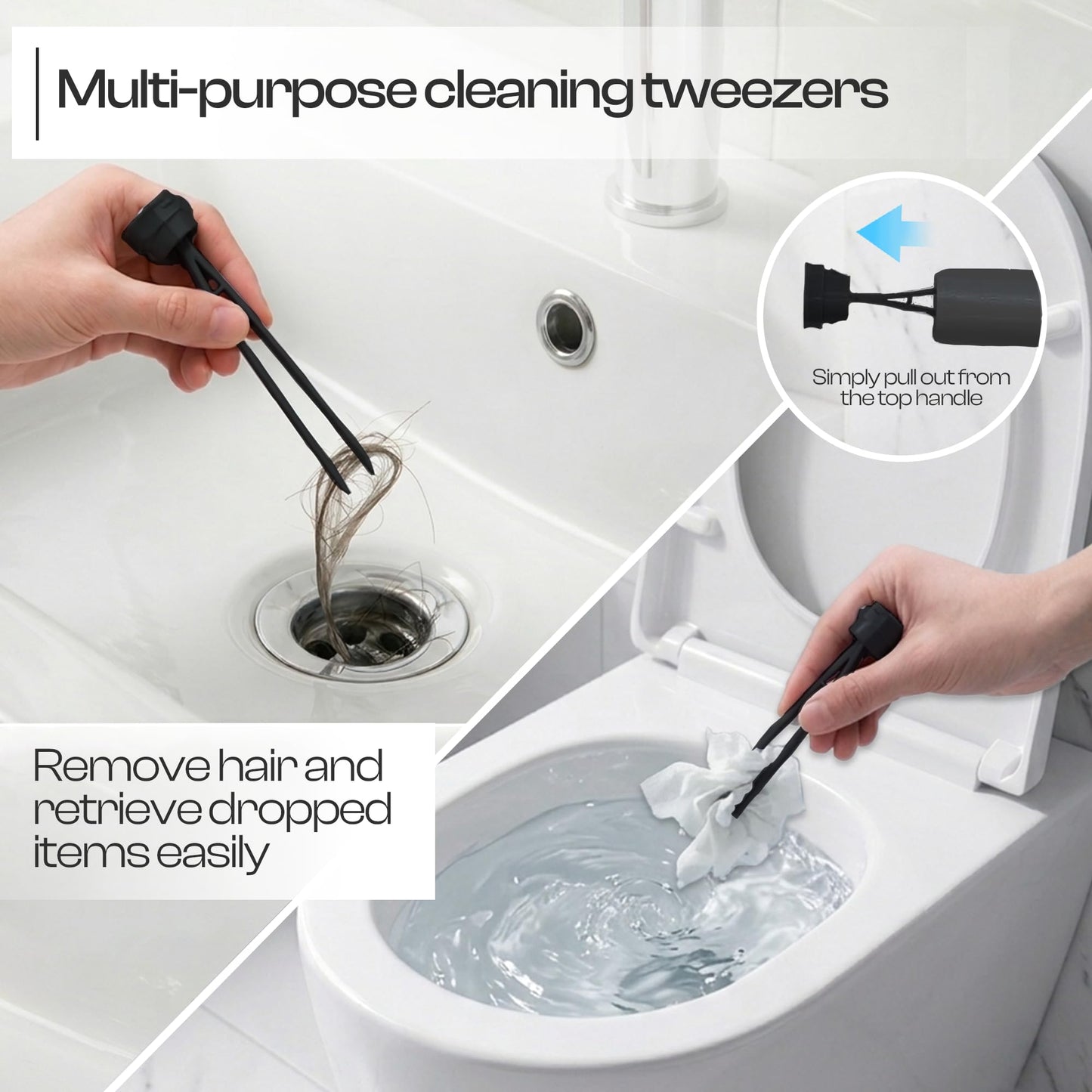 Silicone Toilet Brush and Holder Set | Loo Brush with Hidden Tweezers.