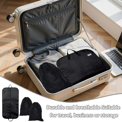 3PCS Suit Bags for Men Set, Suit Carrier, 60x120CM, Includes 2 Shoe Bags. Designed for Storing Jackets, Shirts, Evening Gowns