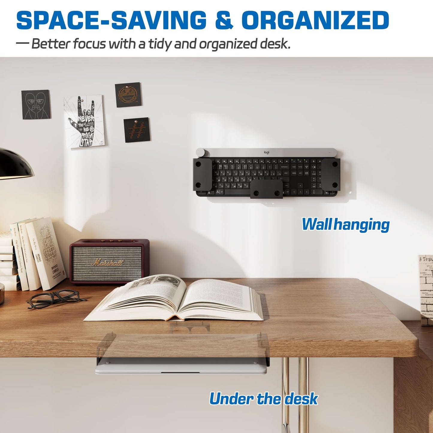 otuiaim Under Desk Holder / Wall Mount - 2mm Carbon Steel Desk Extender
