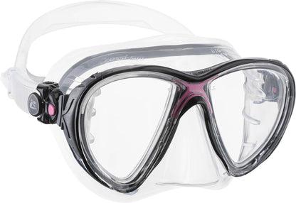 Cressi Big Eyes Evolution Mask & Alpha Ultra Dry Snorkel - Dive Combo Set, One Size, Transparent/Pink, Adult Unisex