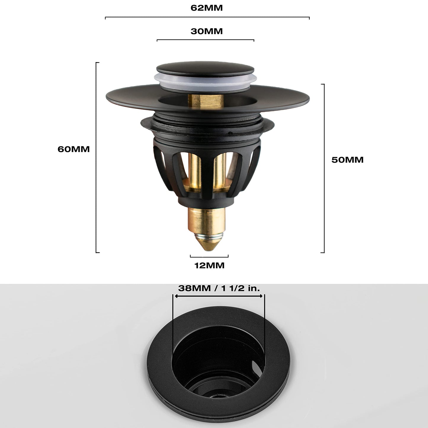 Xcel Home Matte Black Click Clack Pop-Up Basin Waste Plug Replacement 1 Pc