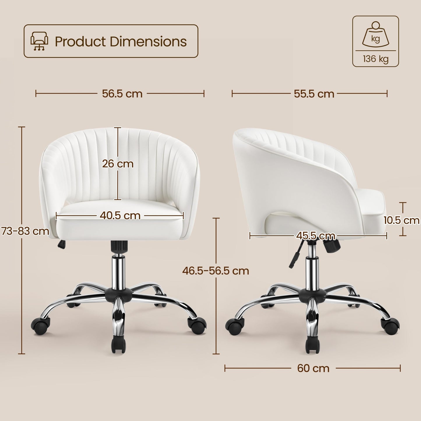 Yaheetech Desk Chair, Swivel Makeup Vanity Chair with Tufted Barrel Back